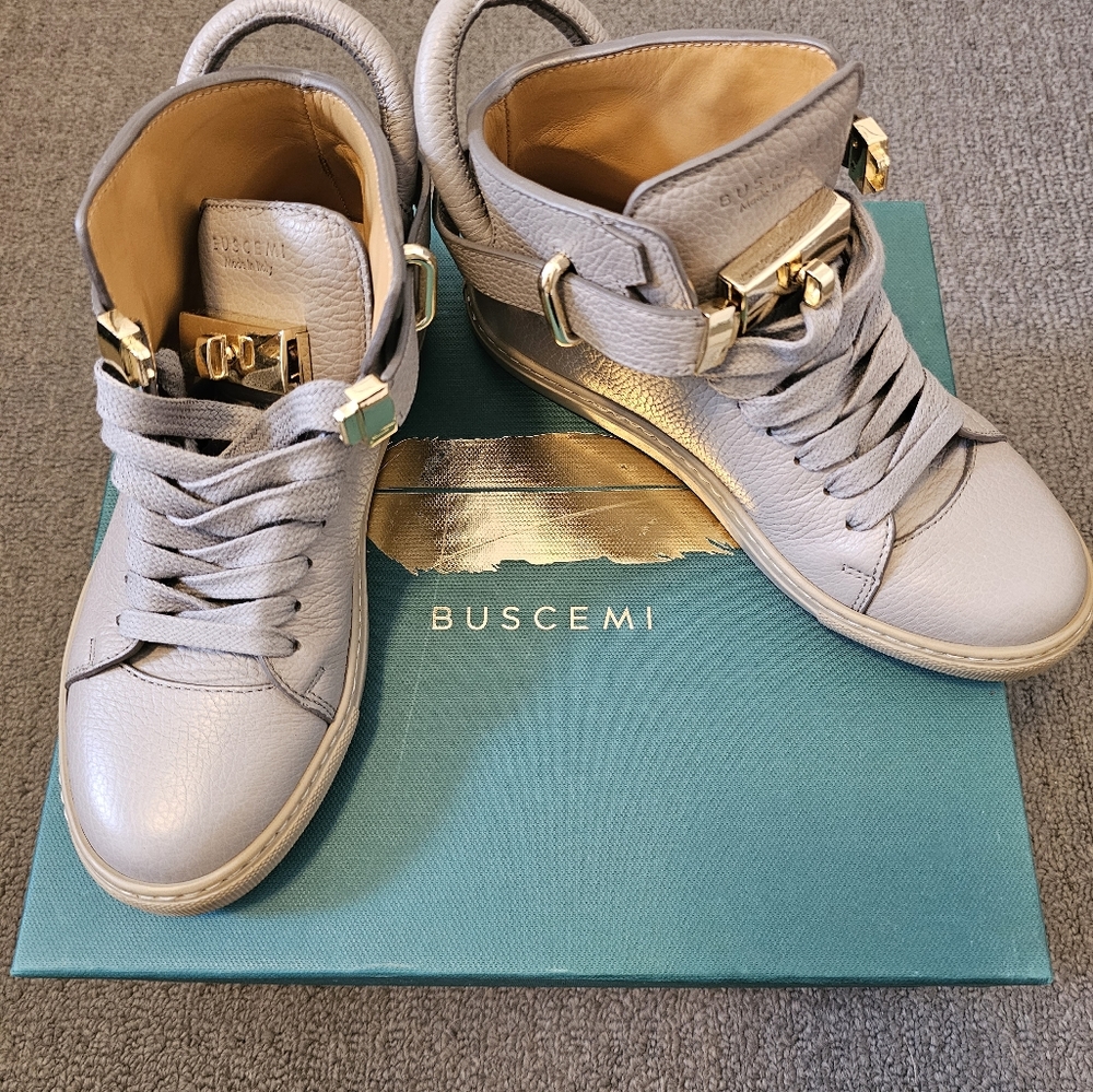NEW Buscemi 100 MM Flat Womens hightop sneakers Perla